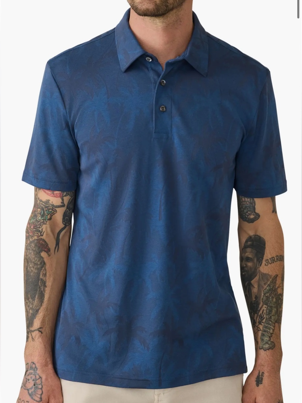 Faherty Men’s Movement Polo XXL Navy Midnight Palms Pima Cotton Short Sleeve NWT